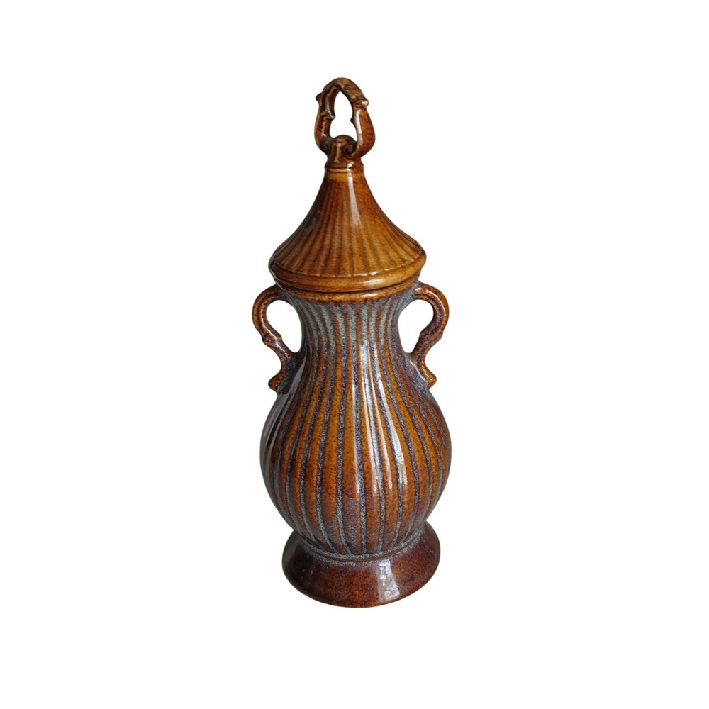 Vintage Ceramic brown bottle with twist on lid